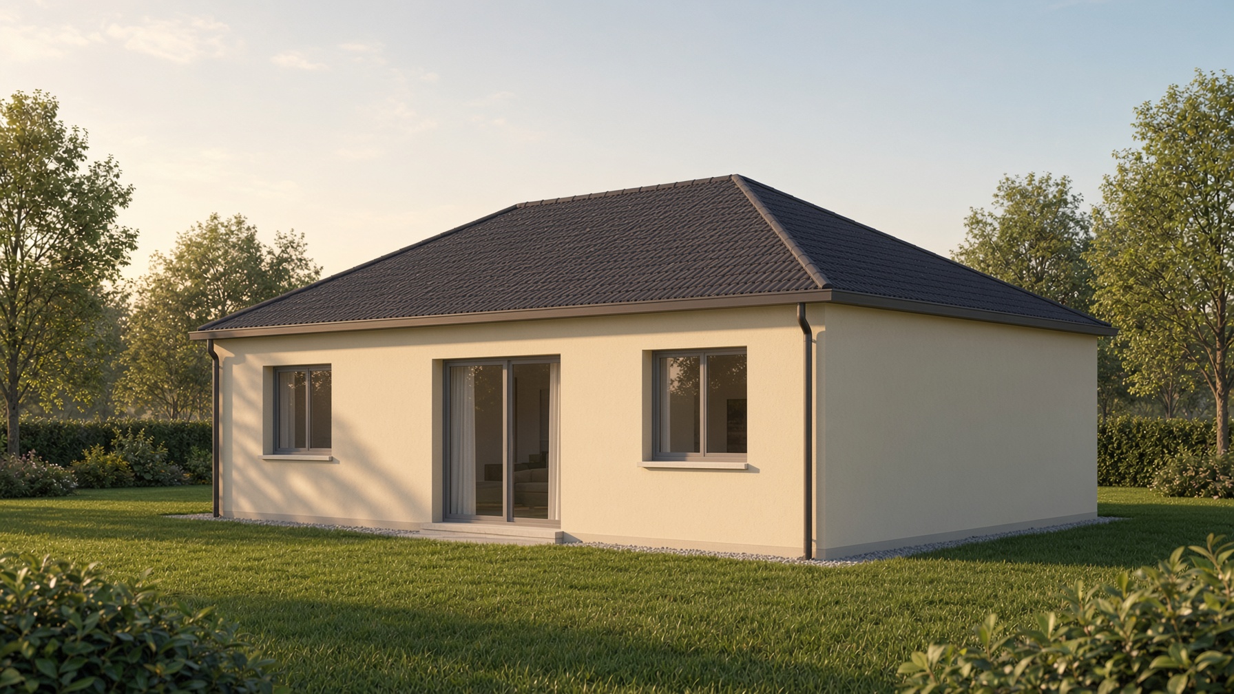 Illustration du modèle Smart 4 chambres côté jardin